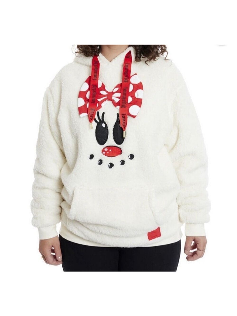 Loungefly x Disney Sherpa Hoodie Large Minnie Mouse Holiday with Mouse Ears